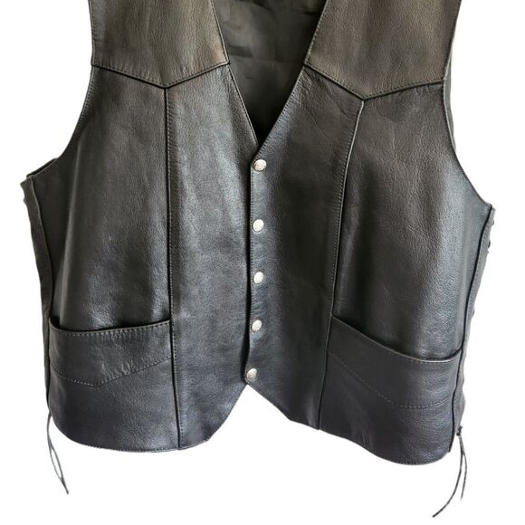 INTERSTATE Leather Men's Full Snap Lace Up Vest Size XL - Picture 2 of 8